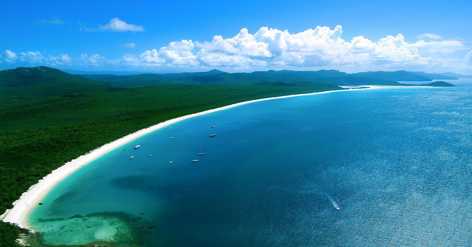 See the amazing Whitehaven Beach from the air - romantic holidays Hamilton Island 